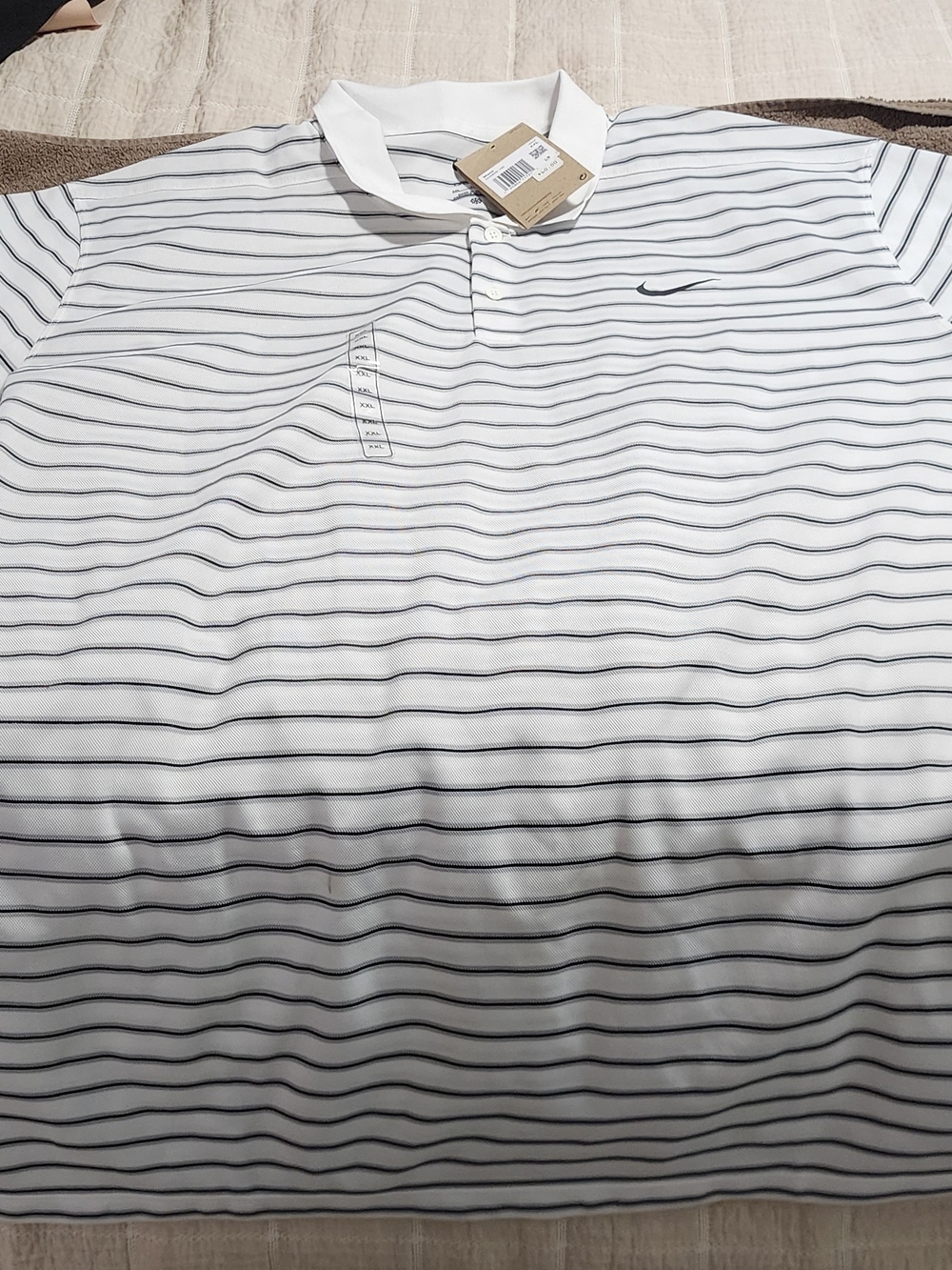 Nike Men’s White/Black Striped Polo Shirt